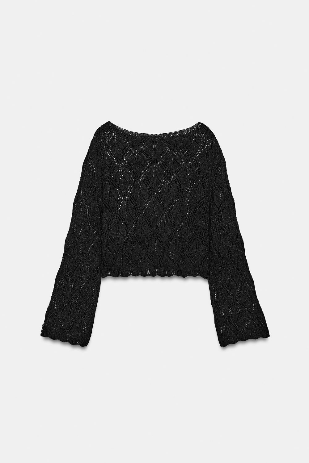 ZARA СВИТЕР АЖУРНОЙ ВЯЗКИ, ЧЕРНЫЙ