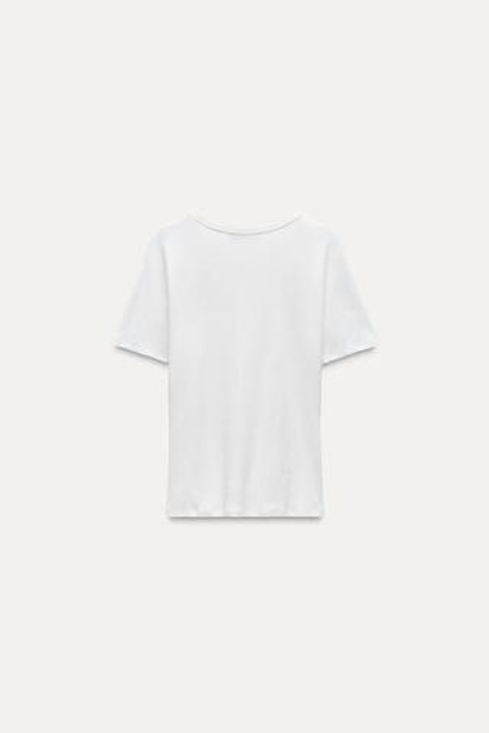 ZARA ФУТБОЛКА С КОРОТКИМИ РУКАВАМИ, БЕЛЫЙ