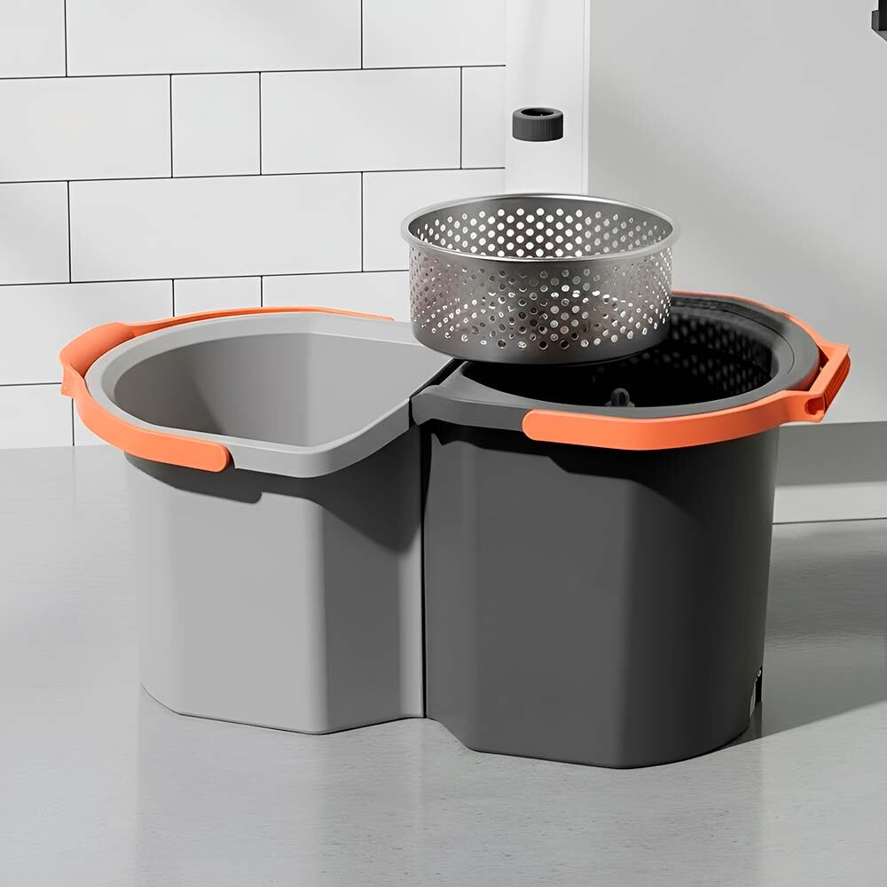 Набор для уборки: ведро 10л с отжимом, швабра с рукояткой 137см, LV-A03-2