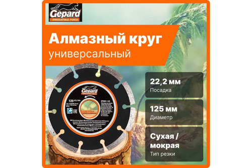 Круг алмазный сегментированный 125х22 мм Gepard GP0801-125