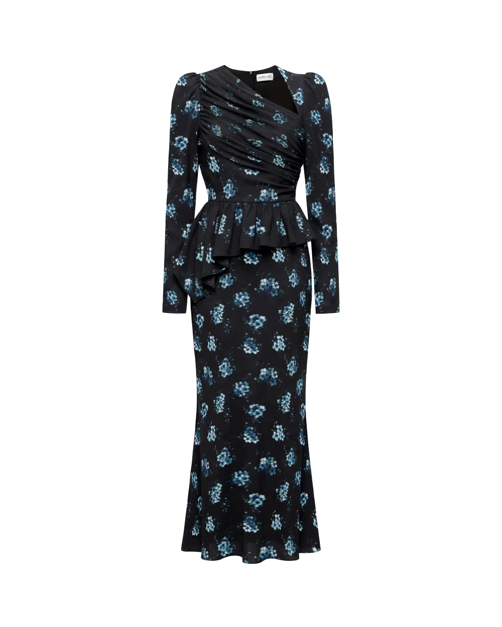 Фионелла (Fionella), платье миди из черного атласа с цветочным принтом