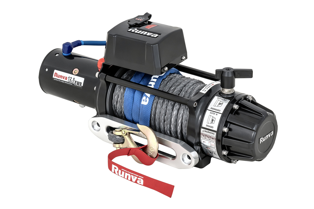 Лебёдка автомобильная электрическая 12V Runva 12500 lbs 5670 кг (влагозащищенная) синтетический трос