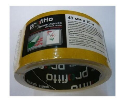 Клейкая лента Profitto, Двухсторонний скотч на основе полипропилена, 160 мкм 48 мм * 5 м