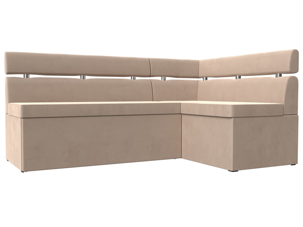 Диван кухонный угловой Классик правый угол, Бежевый, Велюр, 117971