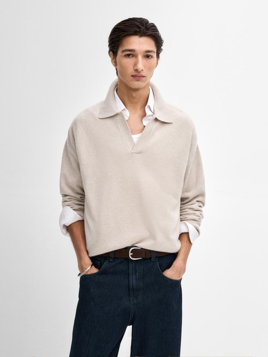 Massimo Dutti Свитер из смесовой шерсти, бежевый