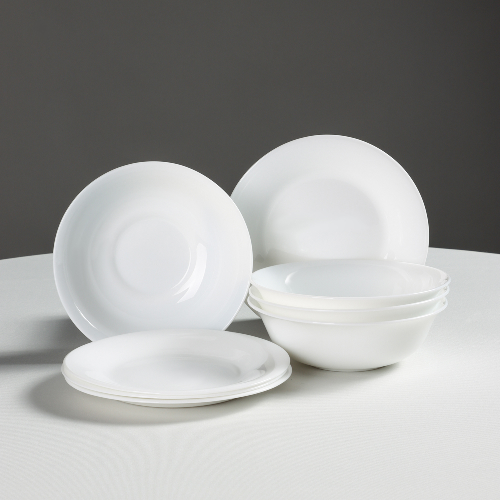 MILLIMI Набор столовой посуды 8пр (тарелка 17,5см - 4шт., салатник 16,5см - 4шт.), опаловое стекло