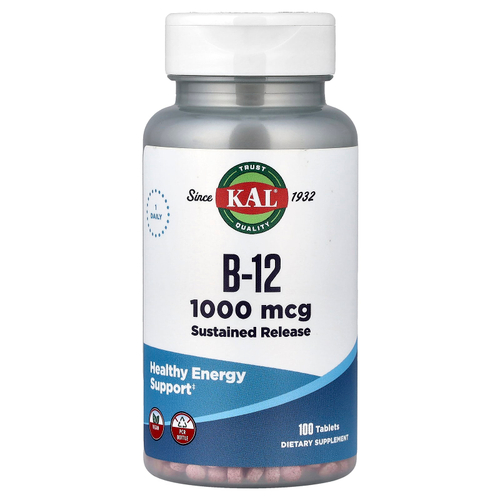 KAL, витамин B12, длительное высвобождение, 1000 мкг, 100 таблеток