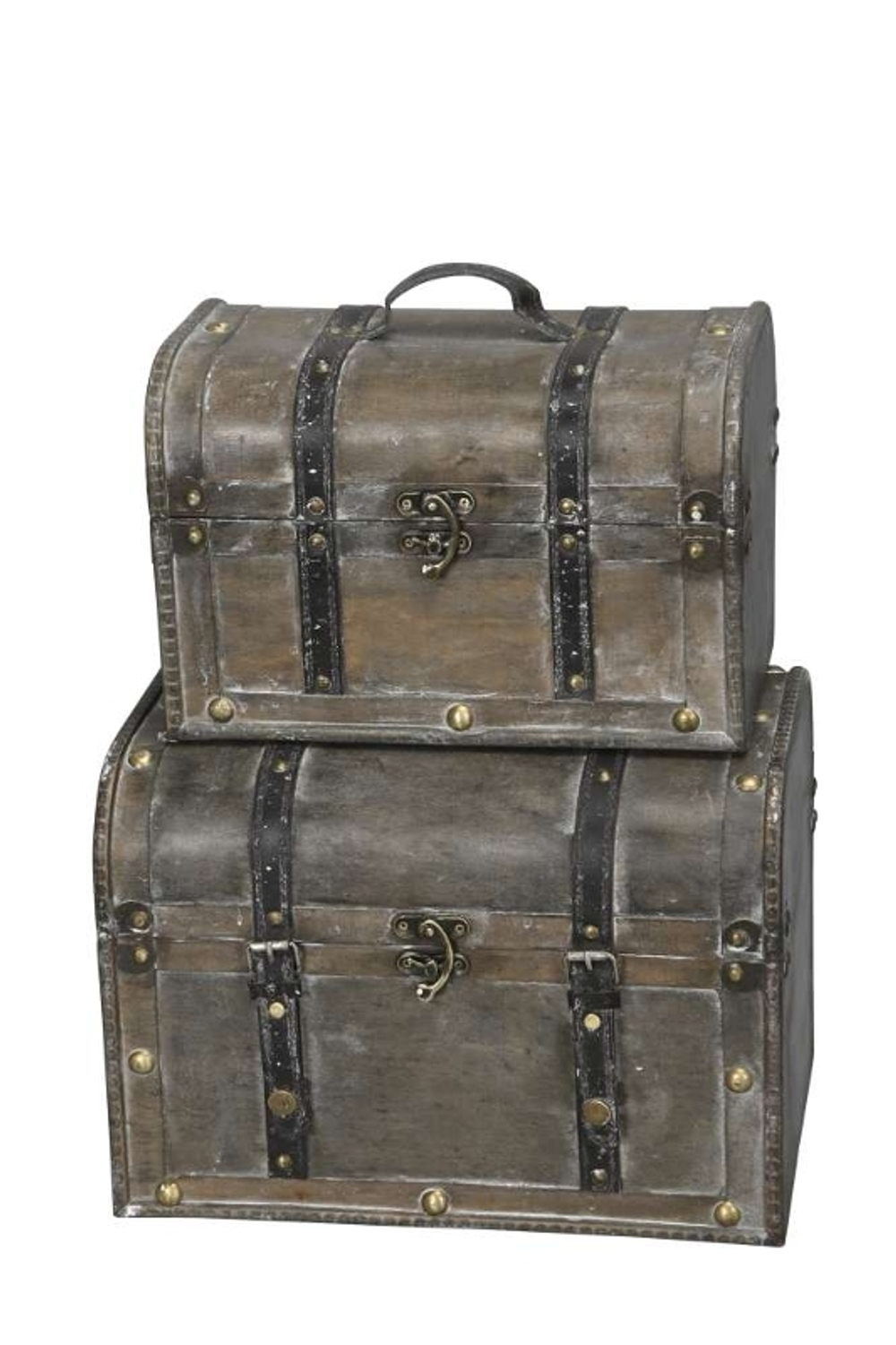 Набор из 2-х декоративных сундуков серо-коричневые 30x19x20см/35x23,5x25см+4,5/5см ру