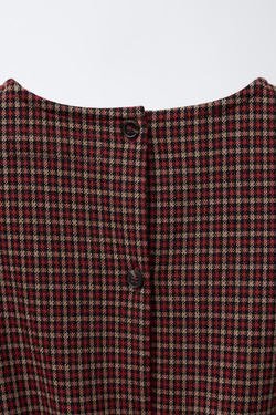 ZARA КОРОТКИЙ КОМБИНЕЗОН В КЛЕТКУ С БАНТОМ, КРАСНЫЙ