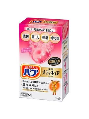 КAO "Bub Medicure" Шипучие таблетки для принятия ванны с оздоравливающим эффектом цветочно-фруктовый аромат, 6х70г.