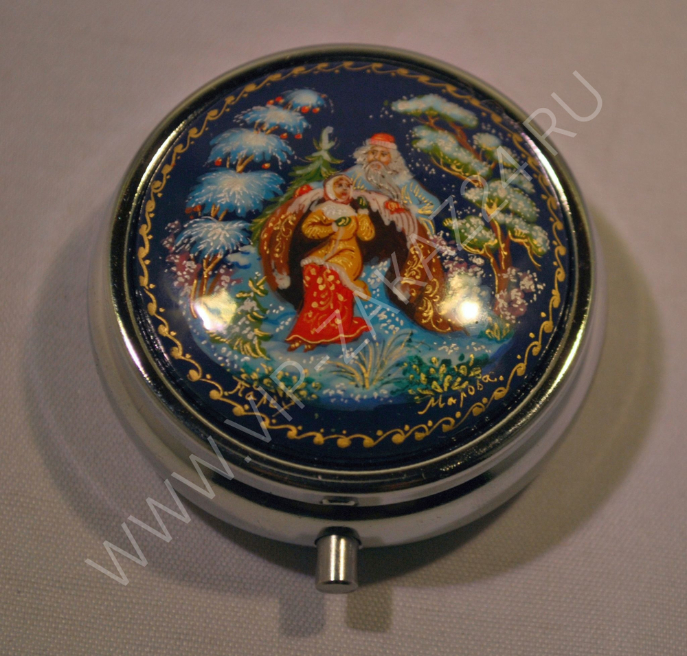 Таблетница с росписью Палех "Морозко" (худ. Марова)