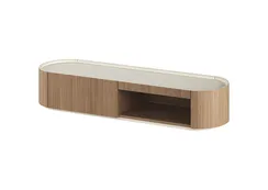 Тумба Lagom под ТВ 1 ящик 1 полка ширина 140 см (натуральный дуб, молочный)