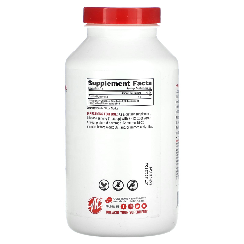 Metabolic Nutrition, Креатин, без добавок, 300 г (10,58 унции)