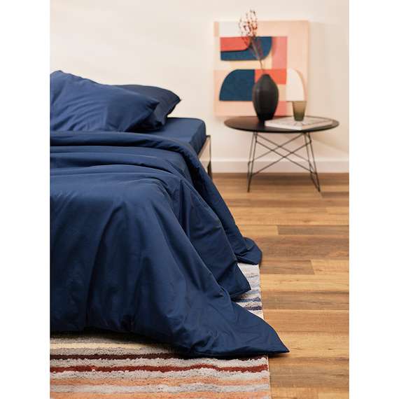 Комплект постельного белья из премиального сатина темно-синего цвета из коллекции essential, 150х200 см