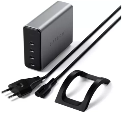 Сетевое зарядное устройство Satechi 4хUSB-C, PD, GaN, 165Вт, серый космос