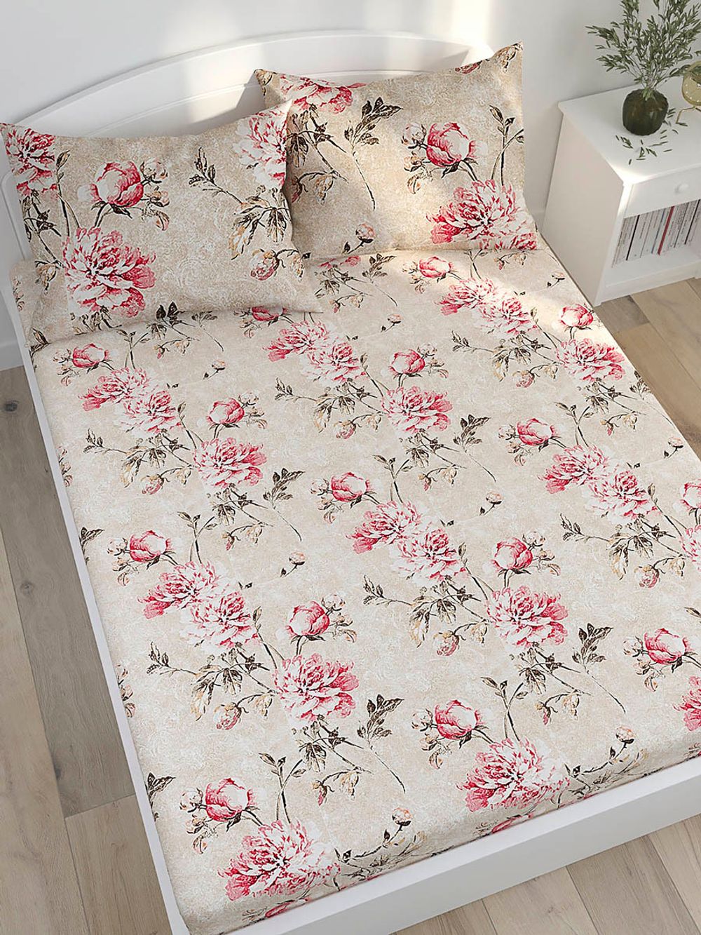 Простынь Сказка "Пионы винтаж" 200х215 см, перкаль