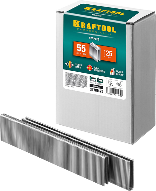 KRAFTOOL 25 мм скобы для степлера узкие тип 55, 5000 шт
