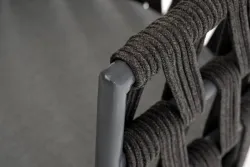 "Диего" стул плетеный из роупа, основание дуб, каркас из стали темно-серый (RAL7024) муар, роуп темно-серый круглый, ткань серая