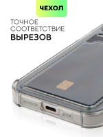 Чехол BROSCORP для Apple iPhone 15 Pro (арт.IP15PRO-HARD-TPU-POCKET-GREY )