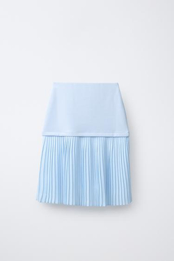 ZARA ЮБКА МИДИ В СКЛАДКУ, ГОЛУБОЙ