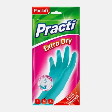 Перчатки Paclan латексные с хлопковым напылением Practi Extra Dry