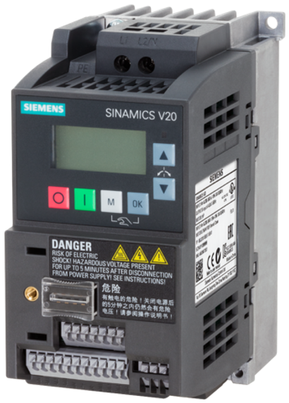 Частотный преобразователь 0,55кВт, 230В, 3,2А, Siemens - 6SL3210-5BB15-5UV1, Серии SINAMICS V20