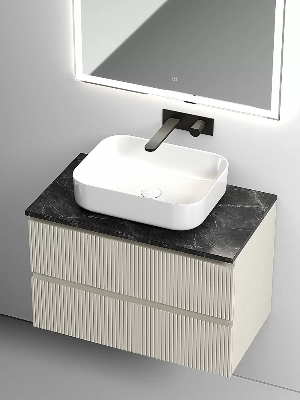 Тумба с раковиной Sancos SNOB T 80 со столешницей, бежевая матовая