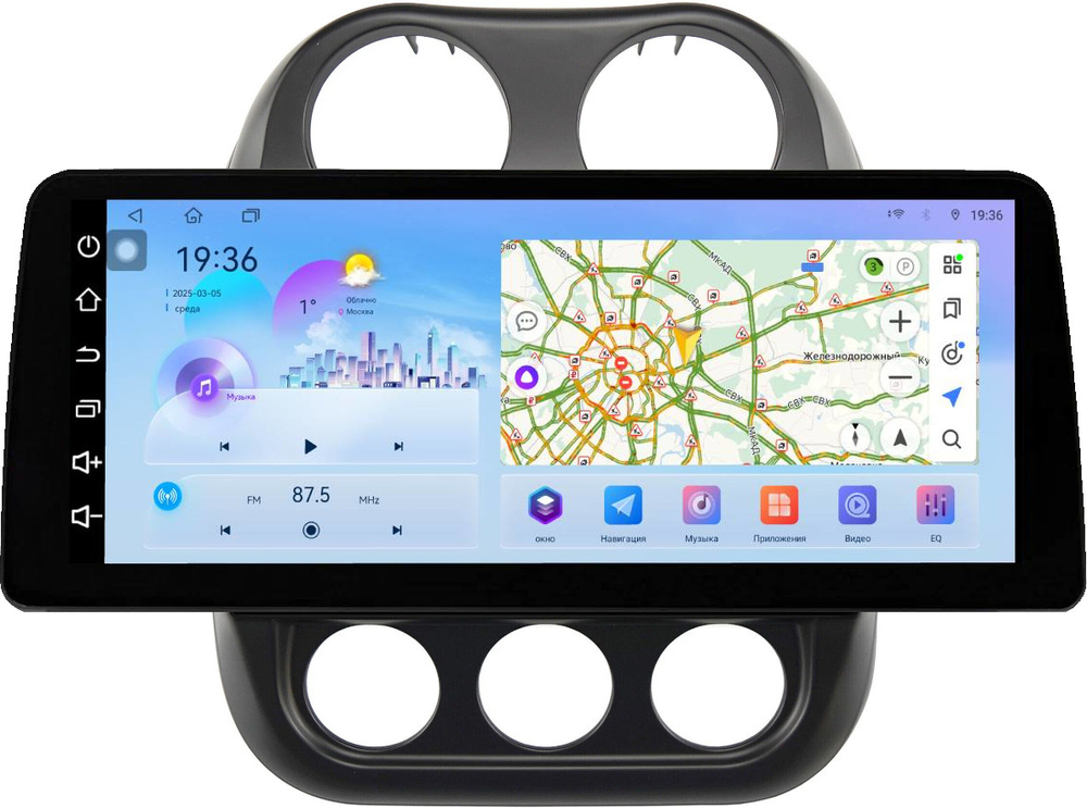 Магнитола для Jeep Compass 2011-2015 - FarCar монитор 12.3" 2K QLED на Android 14, TS10, CarPlay, 4G SIM-слот