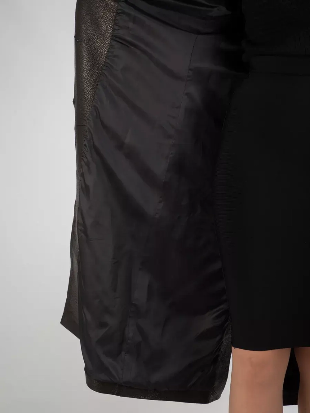 Кожаный тренч длинный с поясом плащ