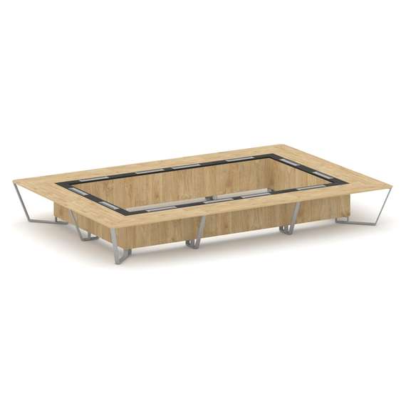 Steel Meet Стол переговорный прямоугольный KMK-PR.B.SP-26K2 Тиквуд Светлый/Графит Глянец/Металл Серы