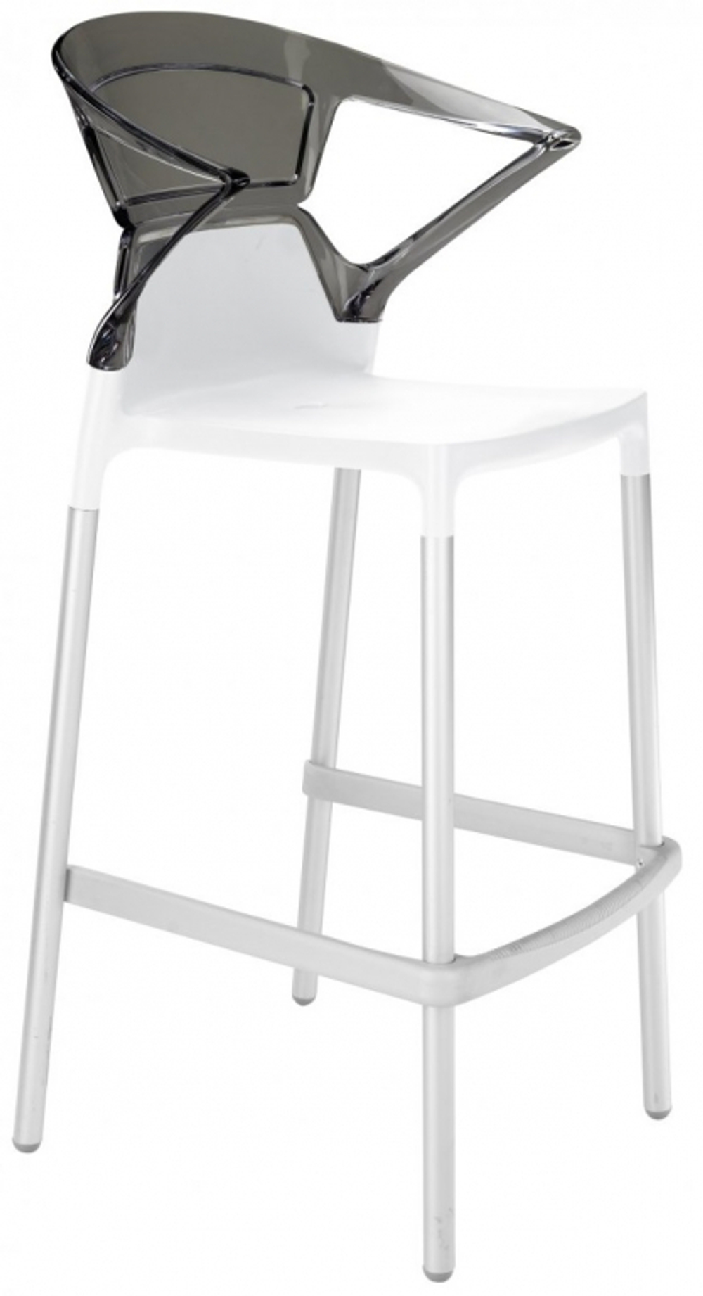 Кресло пластиковое барное Papatya Ego-K Bar, сатинированный алюминий, белый, дымчатый