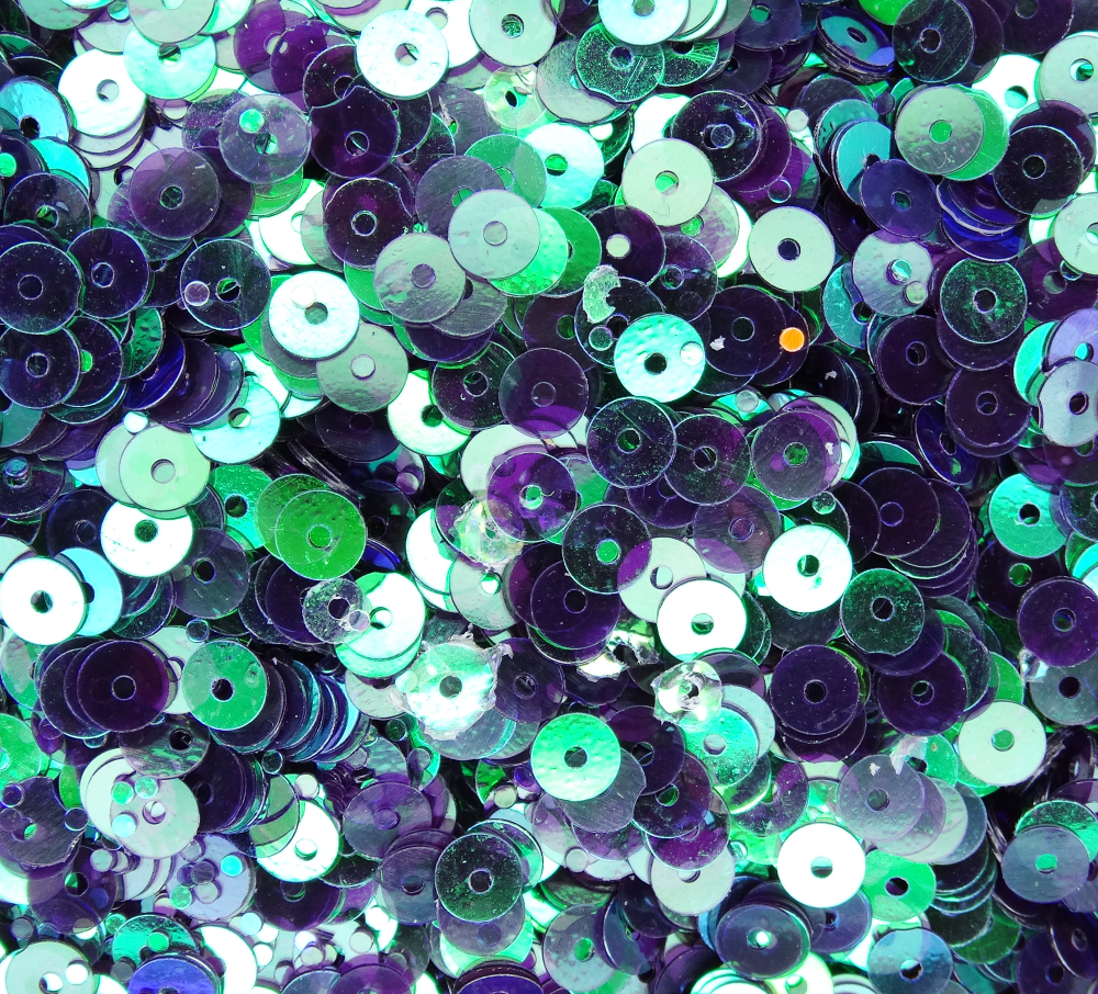 ПП011ДС4 Пайетки круглые плоские, фиолетовый прозрачный (с перламутровым AB), размер: 4 мм, 10 грамм