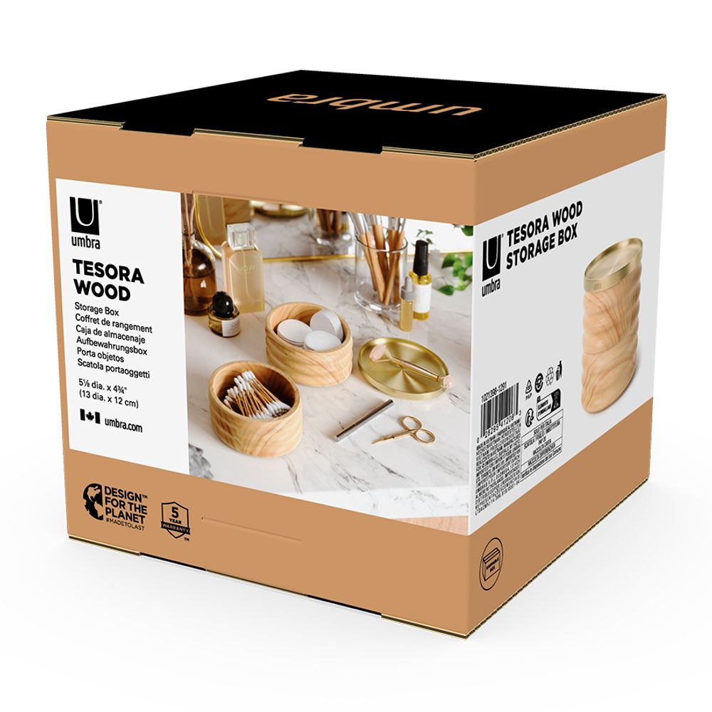 Шкатулка для украшений Tesora, натуральное дерево/латунь
