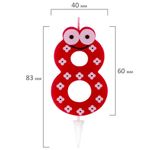 Свеча-цифра для торта "8" "С глазками", 6 см, ЗОЛОТАЯ СКАЗКА, с держателем, в блистере, 591411