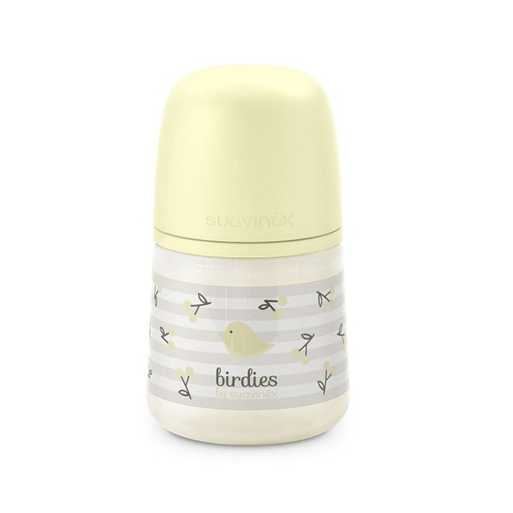 Бутылочка для кормления Suavinex Birdies 150 мл желтая, 0 мес+