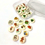 Сахарные медальоны "Новогодние игрушки" д.27мм 10 шт.