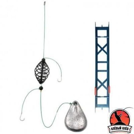Оснастка фидерная Яман «Убийца карася», кормушка витая пружина 55 мм, груз ложка 80 г, плетеный шнур 0,15 мм, крючок №10 Chinu Ring, на мотовиле