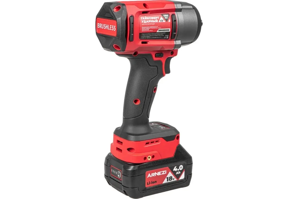 Гайковерт ударный аккумуляторный бесщеточный Arnezi 1/2", 1180Нм, 18В, 4.0А*ч R9000005