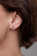 Серьги пусеты маленькие прозрачные кристаллы в графите