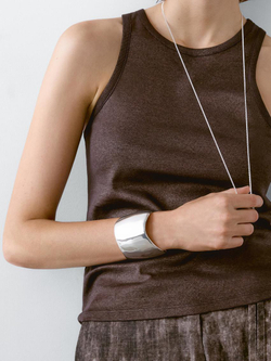 Massimo Dutti Топ с круглым вырезом и блестящей отделкой, коричневый