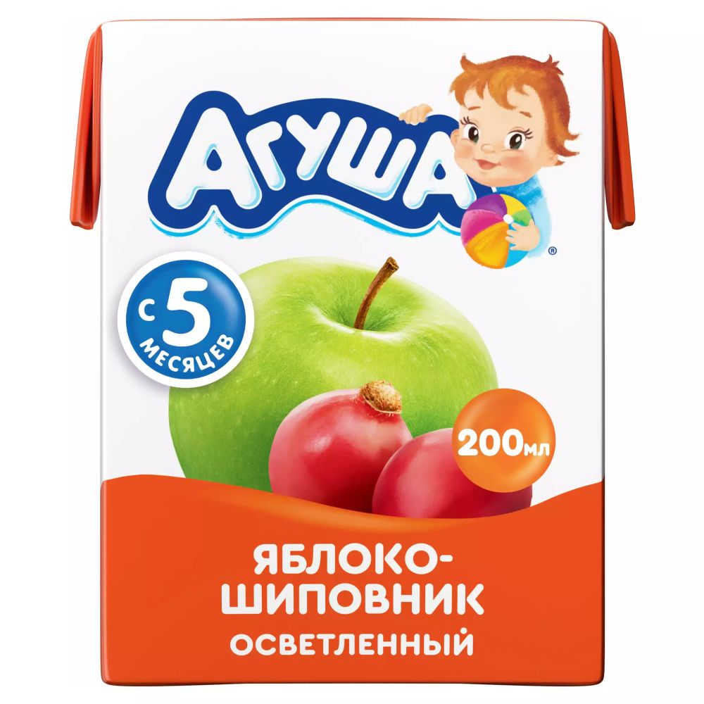 Сок Агуша, яблоко/шиповник, с 5 мес, 0,2 л