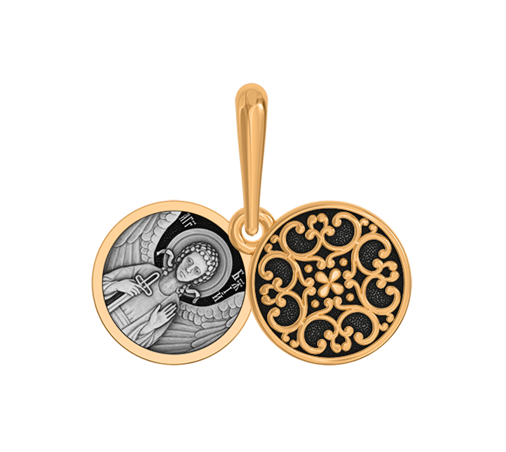 Нательная икона Ангела Хранителя и Матроны Московской из серебра с позолотой.