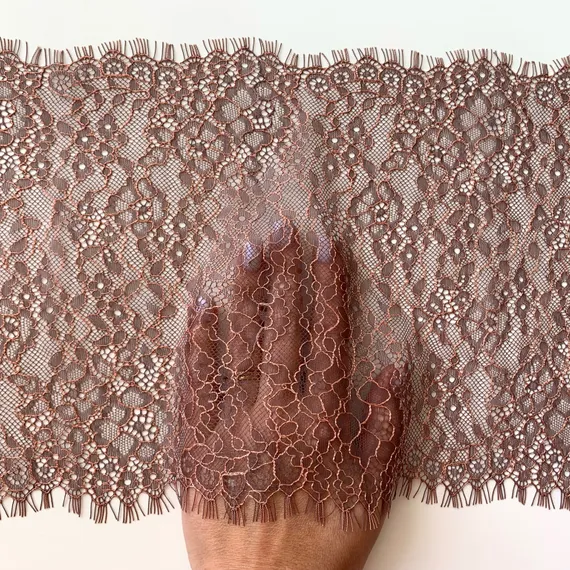 Кружево реснички кофе/персик (21*150 см)