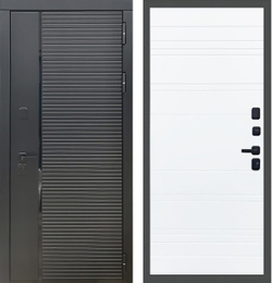 Входная металлическая дверь Рекс 30 Кварц черный / ФЛ14 Лайн Силк сноу (белый матовый, без текстуры)