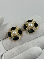 Серьги с чёрными кристаллами и «жемчугом»