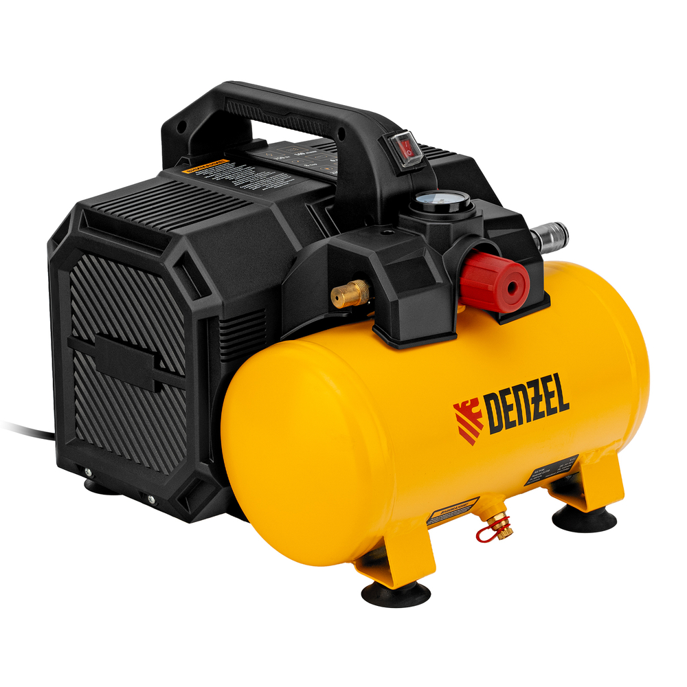 Компрессор DLS750/6 безмасляный малошумный 750 Вт, 140 л/мин,ресивер 6 л Denzel