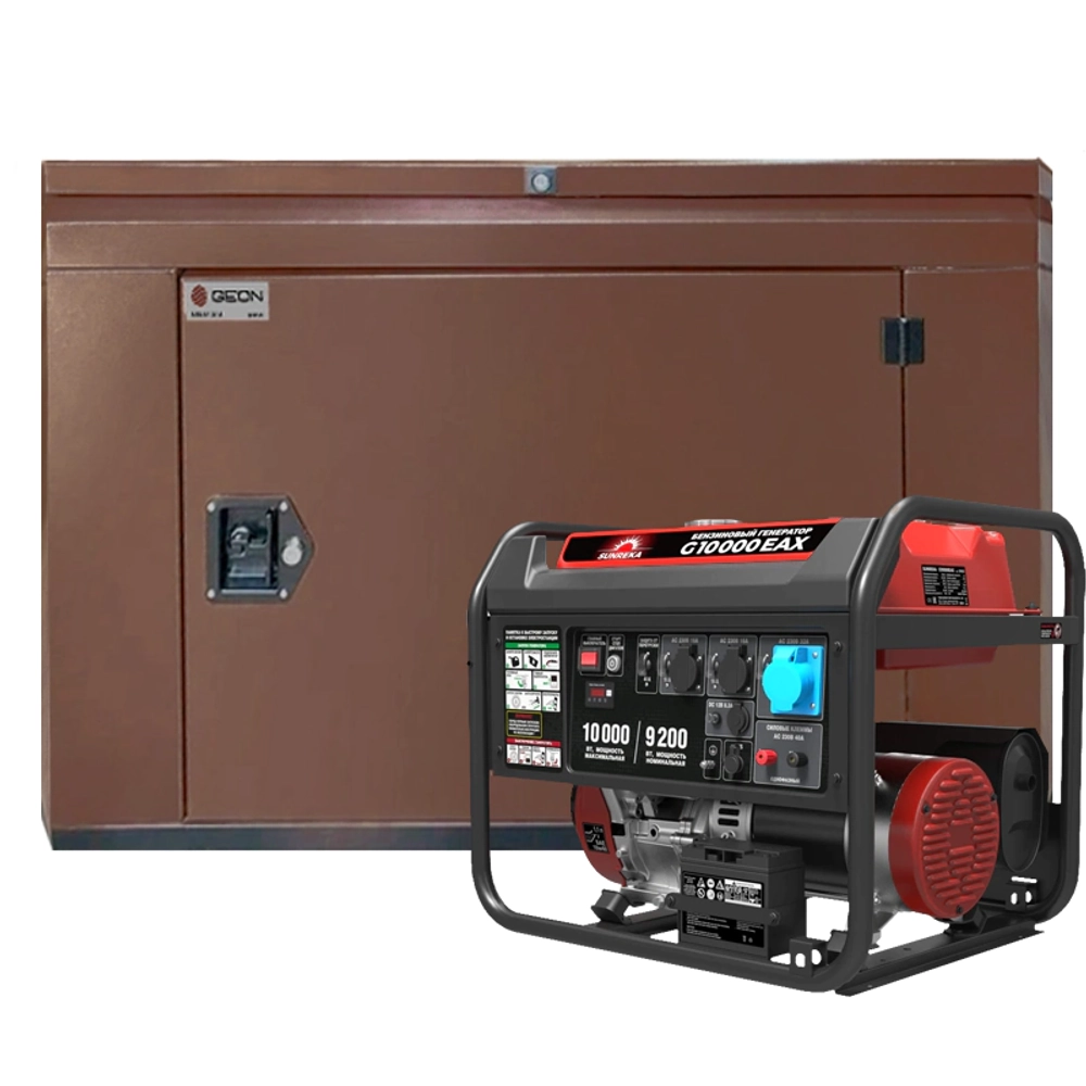 Генератор бензиновый SUNREKA G10000EAX с кожухом Geon 1400SS RAL 8017