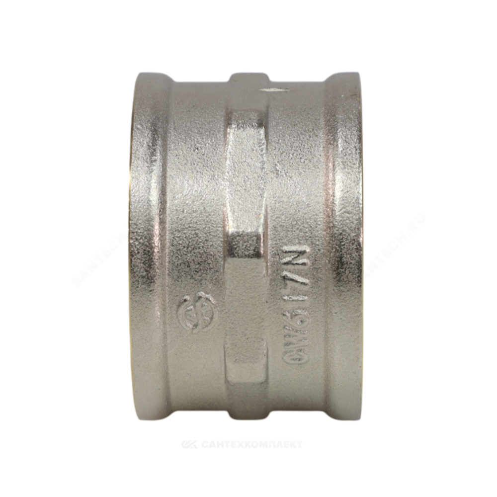 Муфта латунь никель Ду 32 (1 1/4") ВР/ВР 9018 ГОСТ 32585-2013 Aquasfera 9018-04