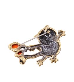 AM-2580 Брошь «Кот Первомай» (латунь, янтарь)
