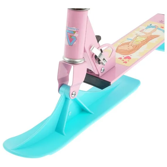 Самокат-снегокат зимний 2 в 1 «Красотка», цвет розовый